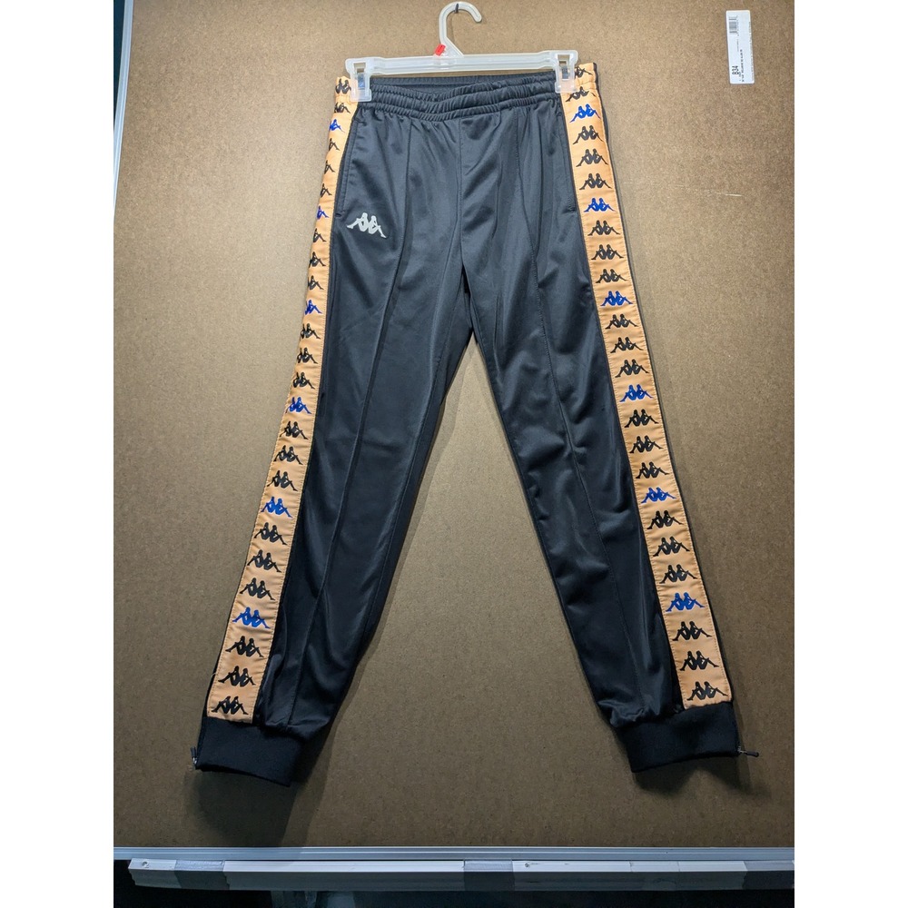 Kappa Kids Black Logo Tape Track Pants Zipper Cuffs Size 12 Years 152cm